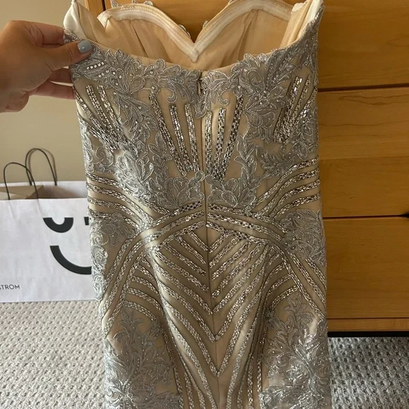 sachin and babi light blue dress Gold homecoming dress with glimmer/gems, main image 0